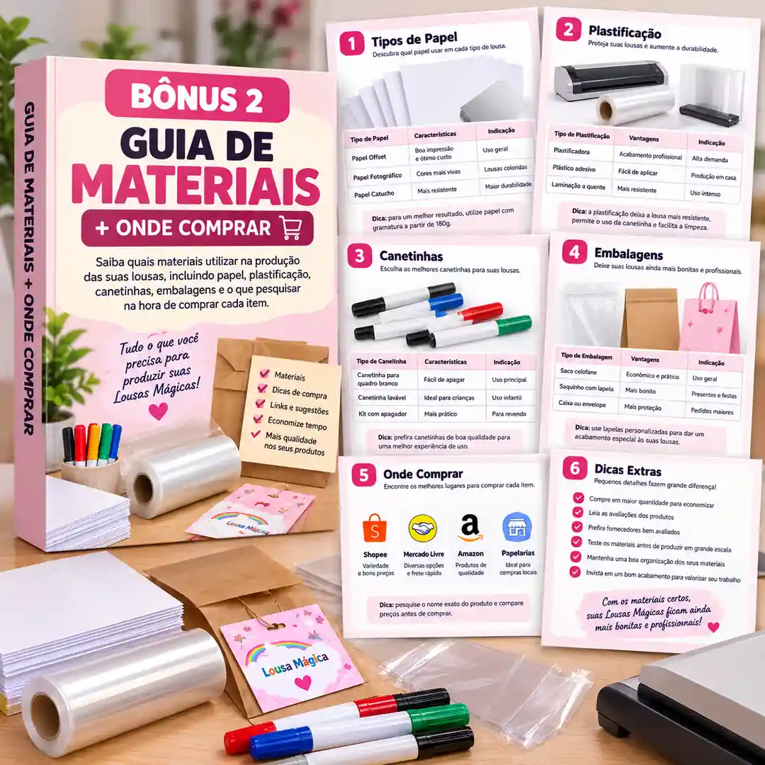 BÔNUS 2 — Guia de Materiais + Onde Comprar