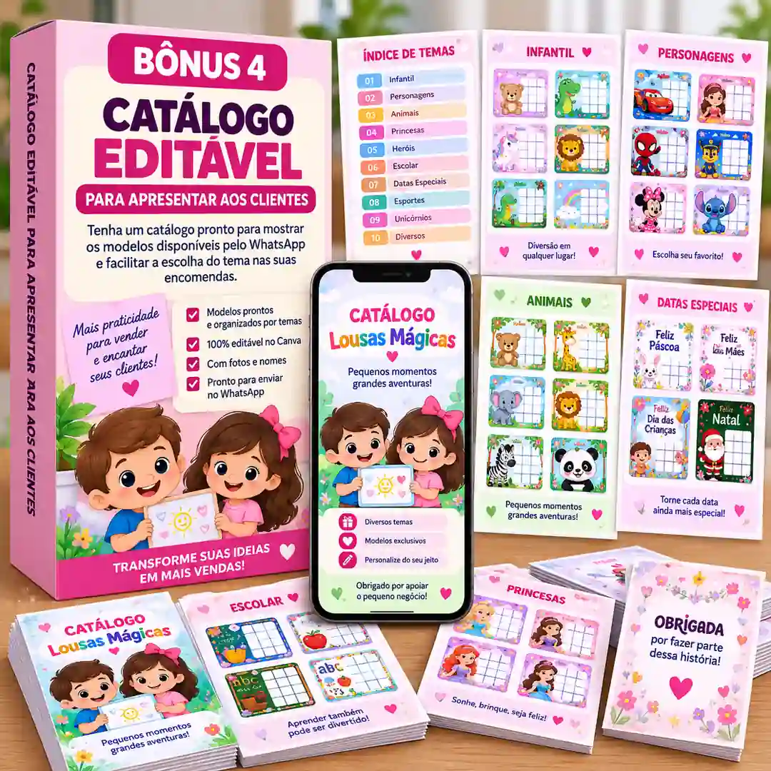 BÔNUS 4 — Catálogo Editável para Apresentar aos Clientes